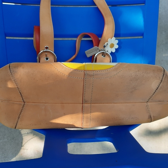 💕💚COACH Hampton Stripe Pastel Fabric and Leather Shoulder Bag 💕💚 - Picture 10 of 12